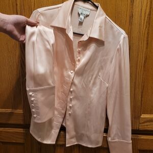 Talbots Pink Silk Dress Shirt